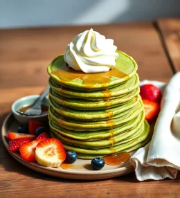 Fluffy Matcha Pancakes